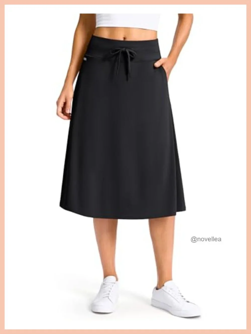 High Waisted Midi Skorts for Women with Pockets Built-in Shorts Lightweight